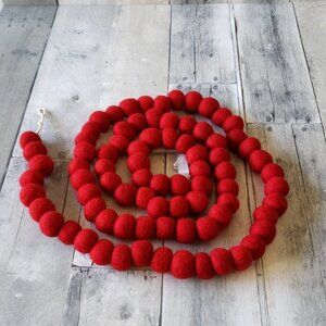 NWT - 6 Foot Red Felt Ball Garland